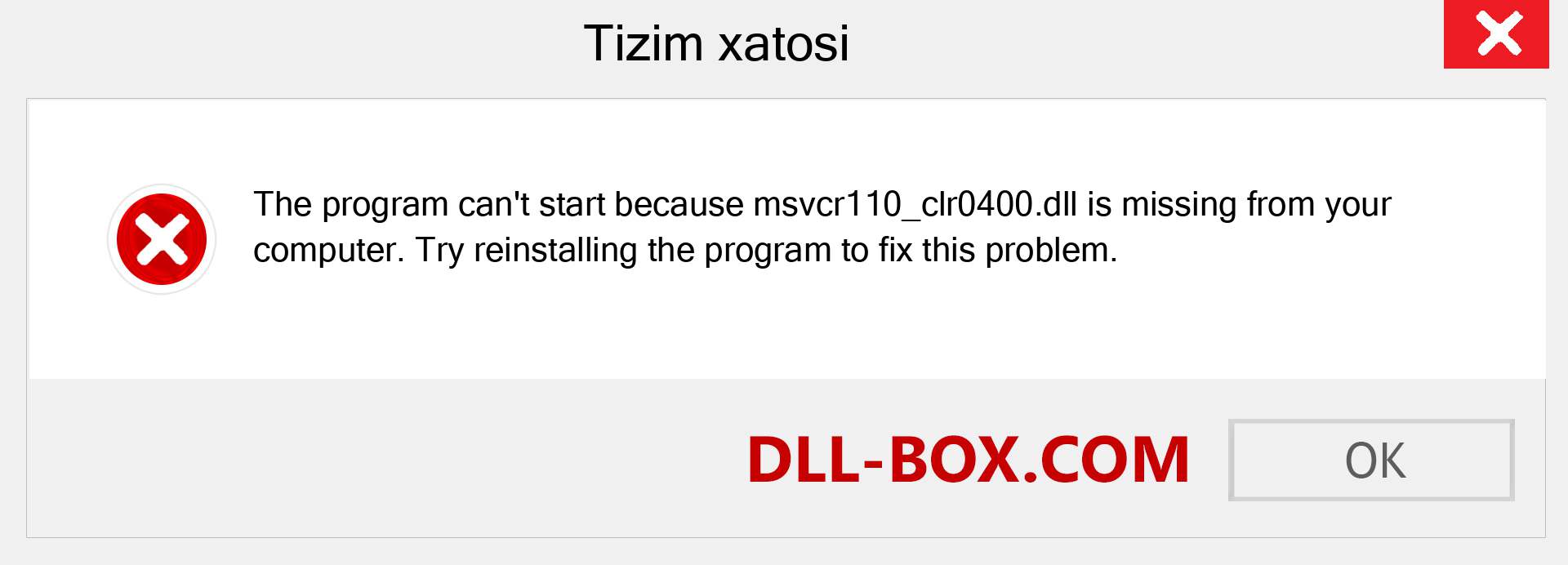 msvcr110_clr0400.dll fayli yo'qolganmi?. Windows 7, 8, 10 uchun yuklab olish - Windowsda msvcr110_clr0400 dll etishmayotgan xatoni tuzating, rasmlar, rasmlar